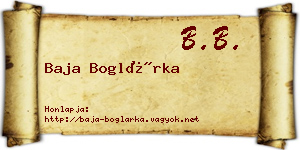 Baja Boglárka névjegykártya